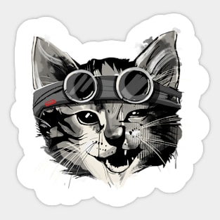 vintage-pilot cat Sticker